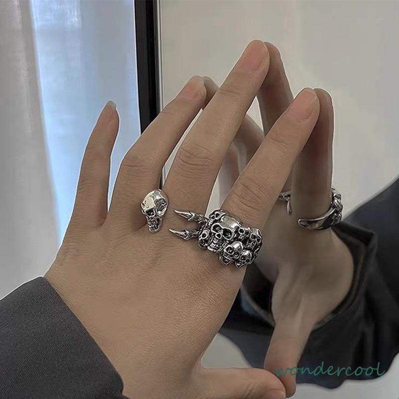 Cincin punk perak antik yang dipersonalisasi Pria aksesori fashion Korea-Won