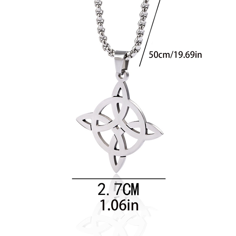 Perhiasan Eropa Dan Amerika Stainless Steel Viking Rune Irish Konsentrik Simpul Kalung Berongga Dipoles Liontin Kalung
