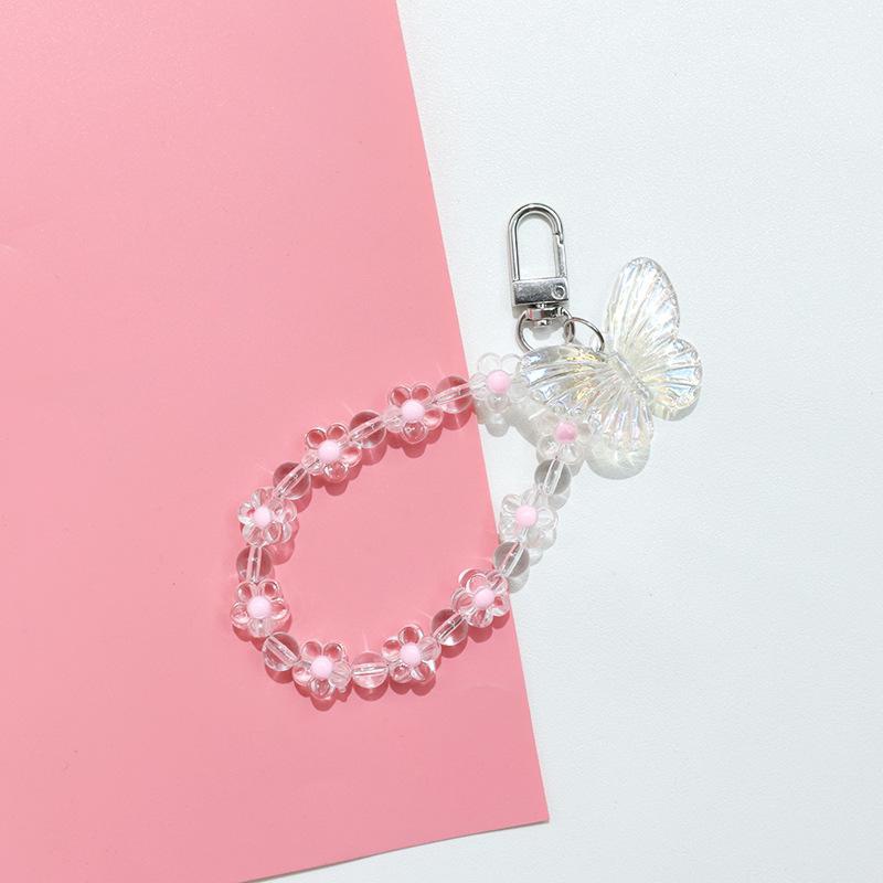 Transparan Kupu-Kupu Bunga Kecil Liontin Ponsel Lanyard DIY Perhiasan Gantungan Kunci Pesona Tas Aksesoris