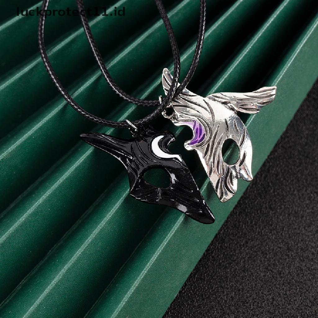 /Fashion Hot// Fashion Hot// 1pasang League Of Legends Gaya Domba Dan Serigala Liontin Kalung Misterius Splicing Liontin Perhiasan Asimetris Domba Serigala Liontin Pribadi Hewan Topeng Dua Warna N