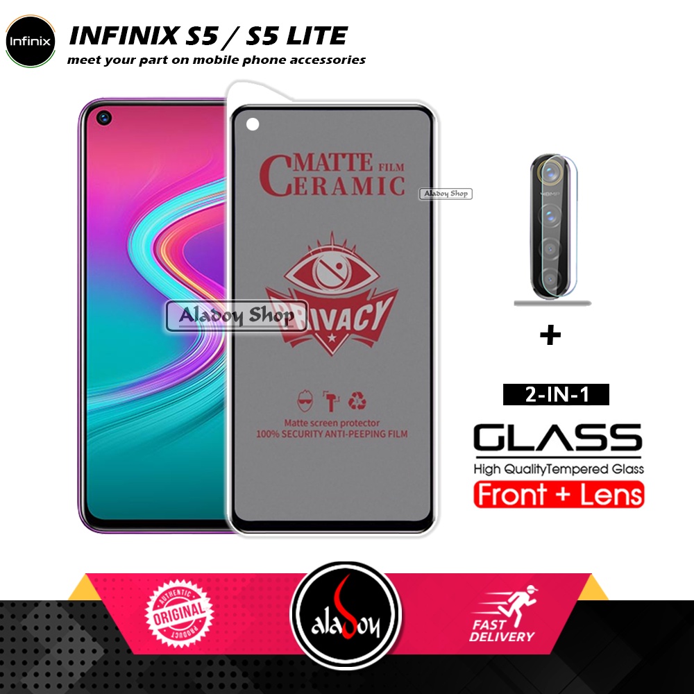 PAKET 2IN1 Anti Gores Privacy Infinix S5/S5 Lite + Tempered Glass Kamera