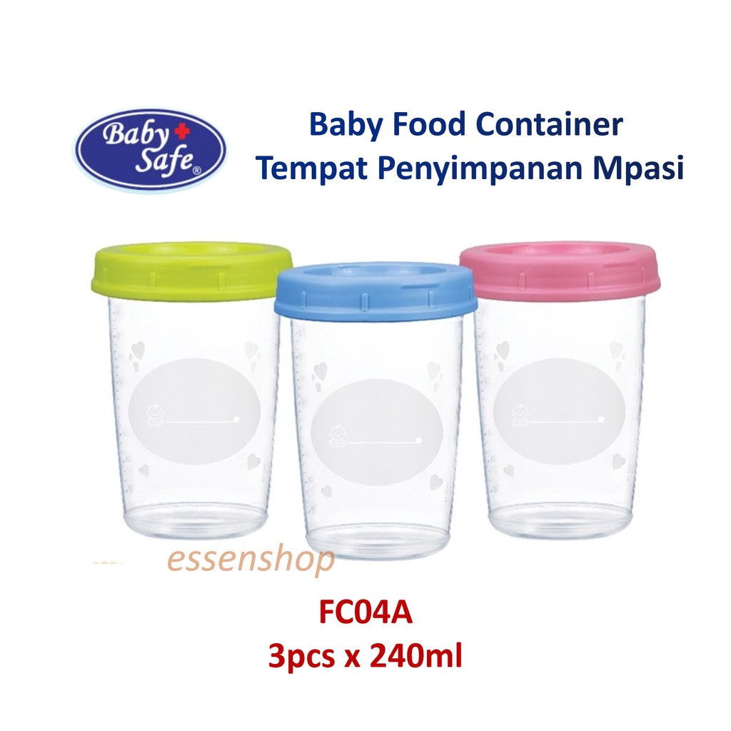 Baby safe Tempat makan bayi penyimpanan mpasi baby food container FC04A 3x 240ml