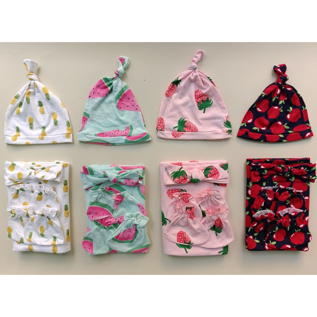 SWADDLE SET KNOT HAT / BEDONG SET TOPI / BEDONG BANDANA