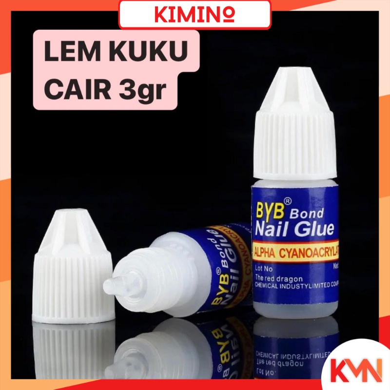 KMN BYB Lem Kuku Cair 3gr Lem Kuku Palsu Fake Nails Art Glue Manicure GROSIR