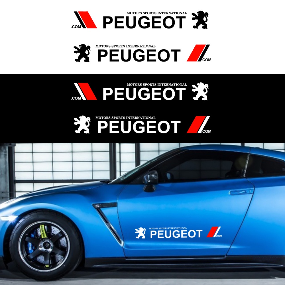 PEUGEOT 2pcs Stiker Sisi Pintu Mobil Stiker Body Decals Logo Mobil Decal Styling Untuk Peugeot308 206 208 3008 508 408 207 406 405 407 2008 5008 306 307 RCZ Aksesoris