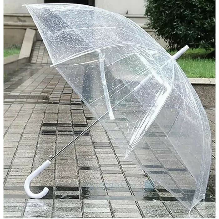 NUZ IKILOSHOP Payung Transparan Bening umbrella transparant Korea white umbrella