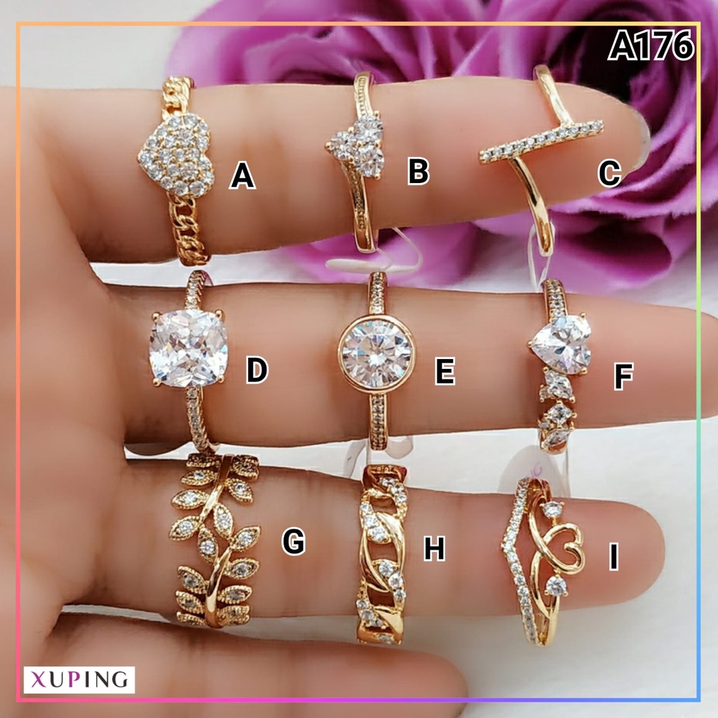 Cincin xuping cincin dewasa premium permata kilau super elegan dan cantik lapis emas gold A176