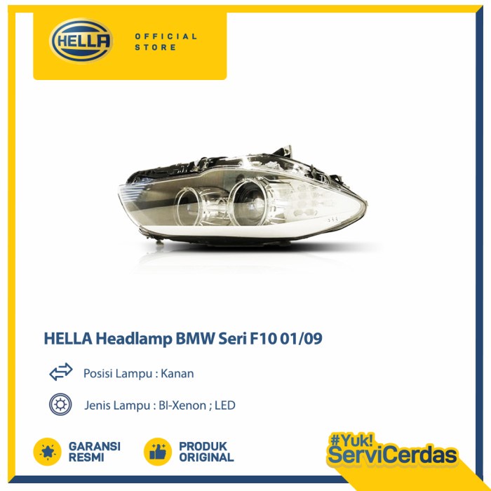 Lampu Headlamp Mobil Hella BMW Seri F10 01/09 (Kanan) Xenon - Lampu Depan Mobil
