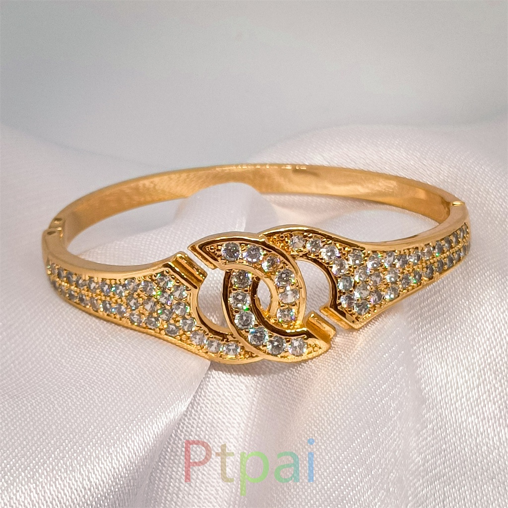 gelang tangan wanita Xuping berlapis emas dengan mata zicron Bracelet lapis emas
