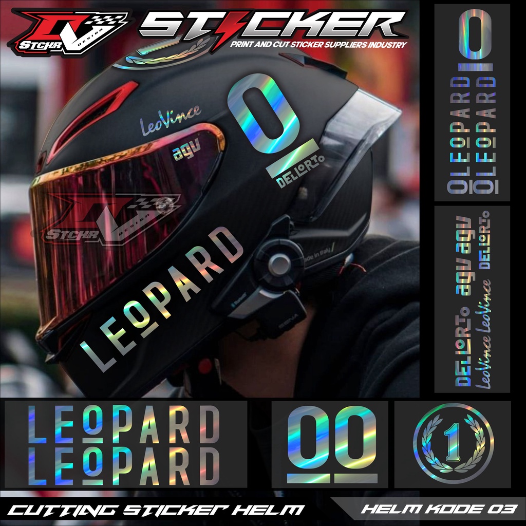 helm-stiker helm fullface KYT RSV NHK INK-cutting stiker helm HELM LEOPARD DALLA PORTA