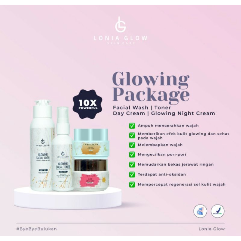 LONIA GLOW SKINCARE CREAM GLOWING,ACNE DAN FLEK GRATIS BABY GOLD LOGAM MULIA DAN LAINNYA