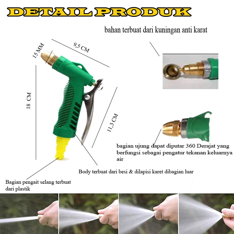 Paket Selang 5/8 Set Alat Cuci Motor Selang Air Dop Semprotan Air Hose Nozzle - Semprotan Cuci Mobil / Semprotan Siram Tanaman