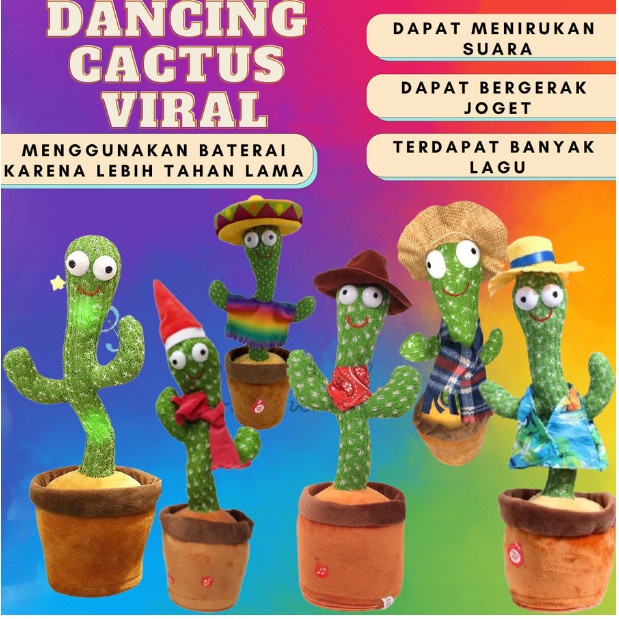 Cactus Dancing Talking Toy Mainan Kaktus Goyang Menari