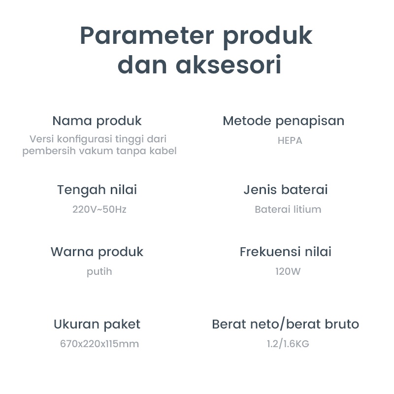 Kaisa Villa Vacum Cleaner Nirkabel 2-in-1 Penyedot Debu