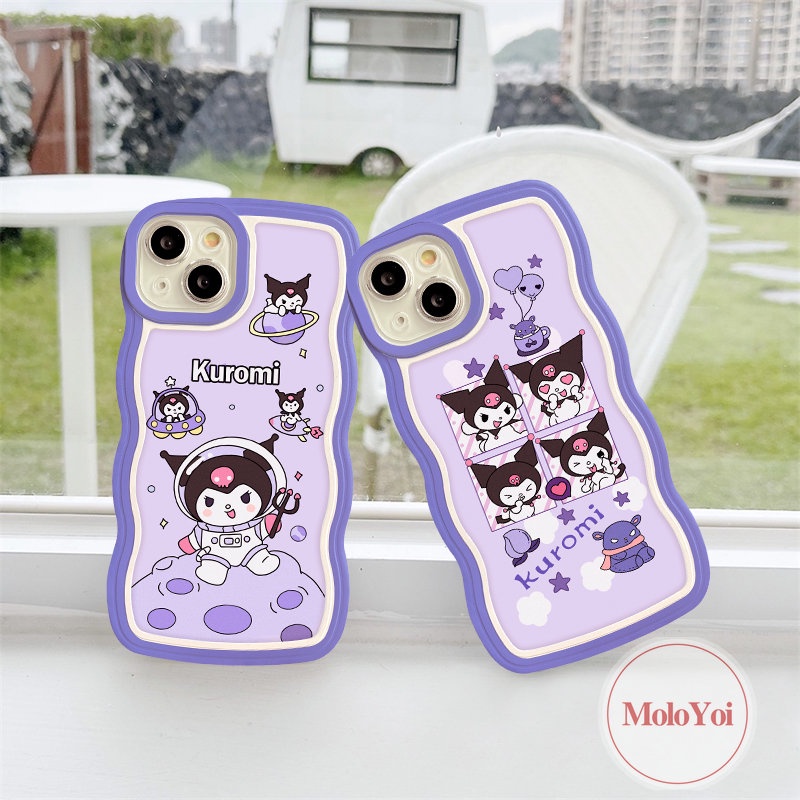 IPHONE Case Compatible Untuk Iphone7 8 Plus XR 11 13 12 14 Pro Max X XS Max 6 6s 14 Plus SE 2020 Wavy Edge Kartun Soft Tpu Lucu Astronot Kuromi Shockproof Phone Cover