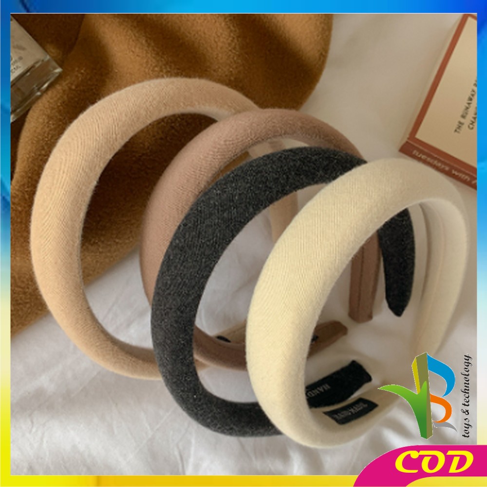 RB-C726 Bando Korea Wanita Bahan Kain Motif Polos Tebal Empuk Warna Pastel / Korean Cloud Headband Lembut Aksesoris Rambut Cewek Kekinian