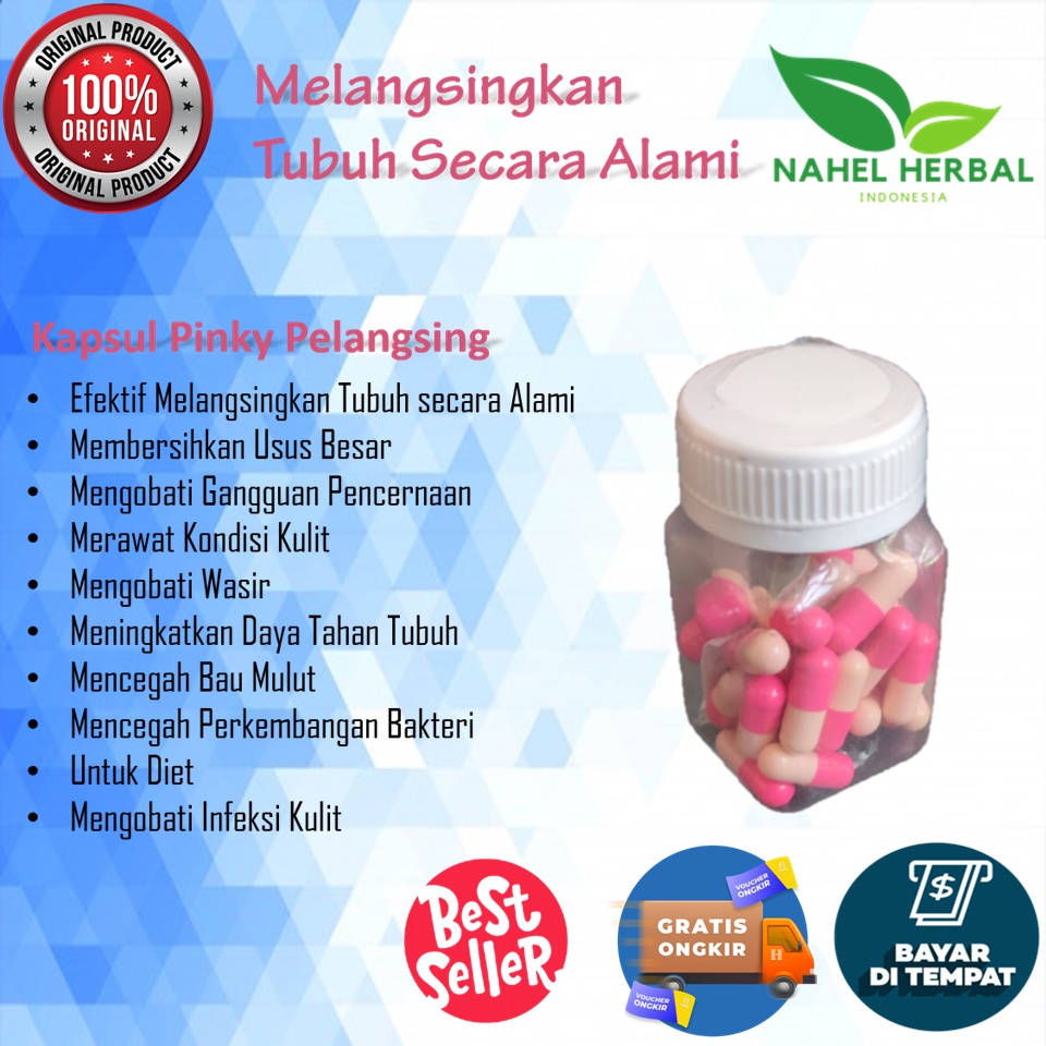 Terlaris Cod Kapsul Pinky Pelangsing Penurun Berat Badan Original BPOM - Obat Diet Detox Slimming Pe