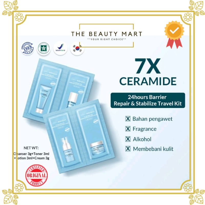 BIOAQUA 7X Ceramide Skin Barrier Repair Moisturizer Travel Kit Trial Kit SACHET