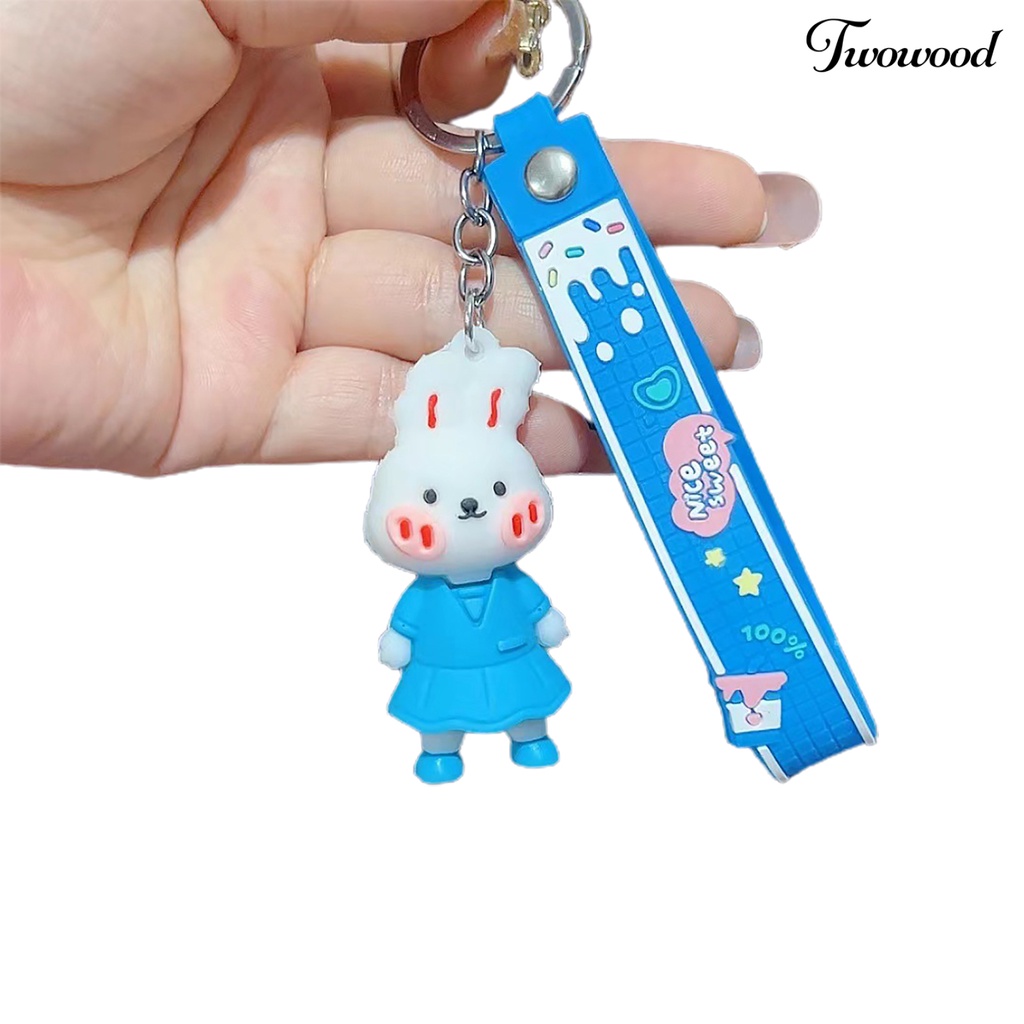 Twowood Rabbit Gantungan Kunci Kartun Serba Guna Tiga Dimensi Realistis Terlihat Dapat Digunakan Kembali Hias Dengan Lanyard Kelinci Lucu Tas Ponsel Mobil Gantungan Kunci Liontin Untuk Anak Perempuan