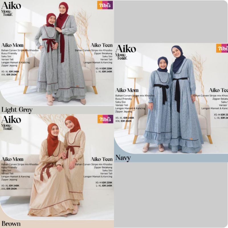 Terbaru Gamis Couple Ibu Dan Anak AIKO MOM Gamis Remaja AIKO TEEN Bisa COD