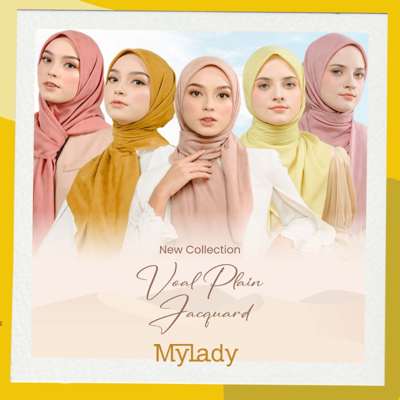 Kerudung Jacquard Mylady My Lady Hijab Polos Plain Jilbab Voal Segiempat Ori Lasercuting Ultrafine