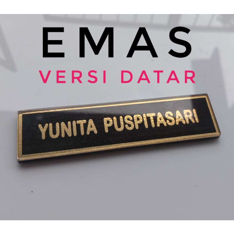 Papan Nama Dada Warna Emas Jenis Datar