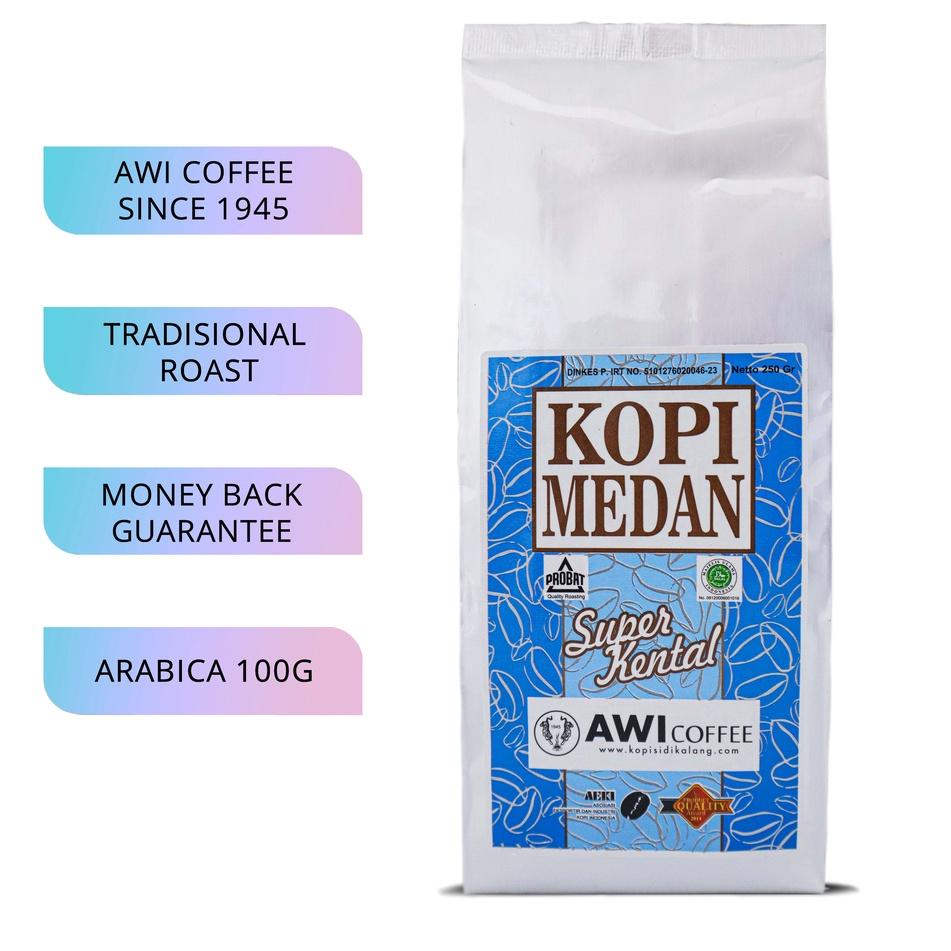 

【MEGA SALE】 Awi Kopi Medan 250Gr Bubuk | Ground Coffee Powder | Sidikalang Tradisional | Arabica Robusta Blend