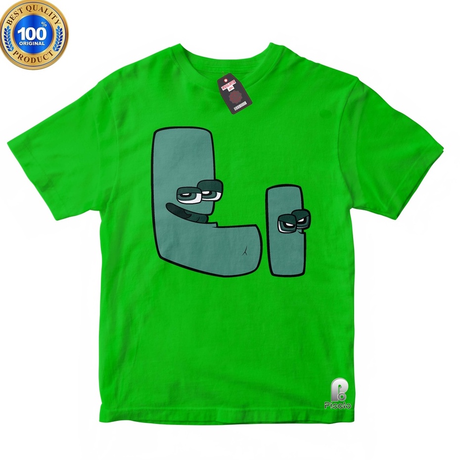 BAJU ANAK KAOS ATASAN ANAK HURUF L ALPHABET LORE UNISEX Bahan COTTUN (FREE NAMA)