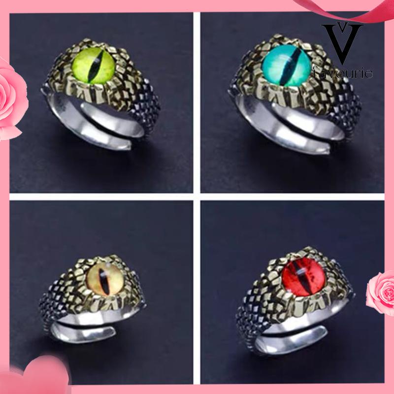 COD2022 Cincin Pria Desain Mata Merah Bahan Metal Gaya Retro Punk Rock Untuk Pesta Motor-FA