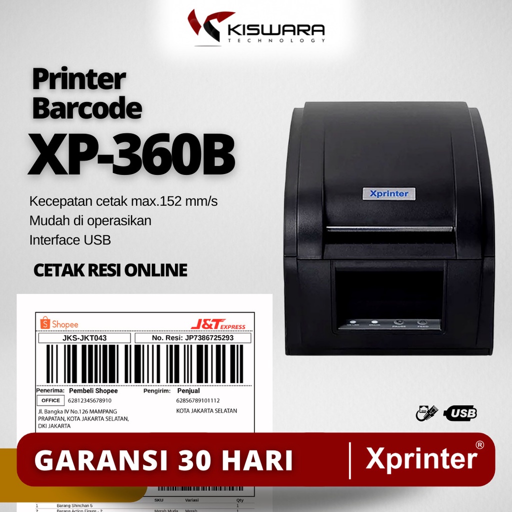 Xprinter Printer Barcode Thermal XP-360B - USB kiswarabandung