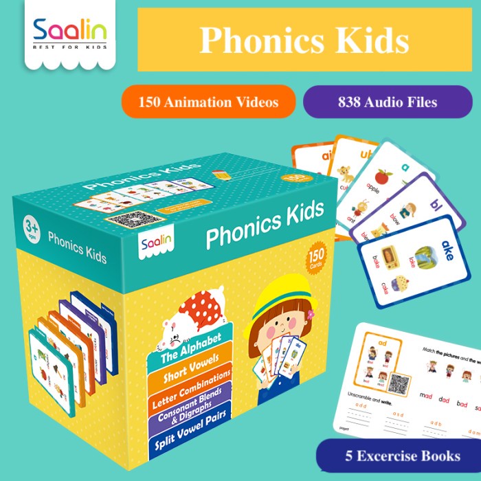 Card Saalin 150 Phonics Words Flash Cards Mainan Edukasi Anak Buku Belajar