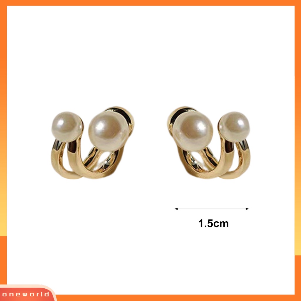 [ONE] 1pasang Anting Tusuk Wanita Double Layer Mutiara Imitasi Dua Arah Wearable Ear Studs Untuk Pesta Pernikahan Perjamuan