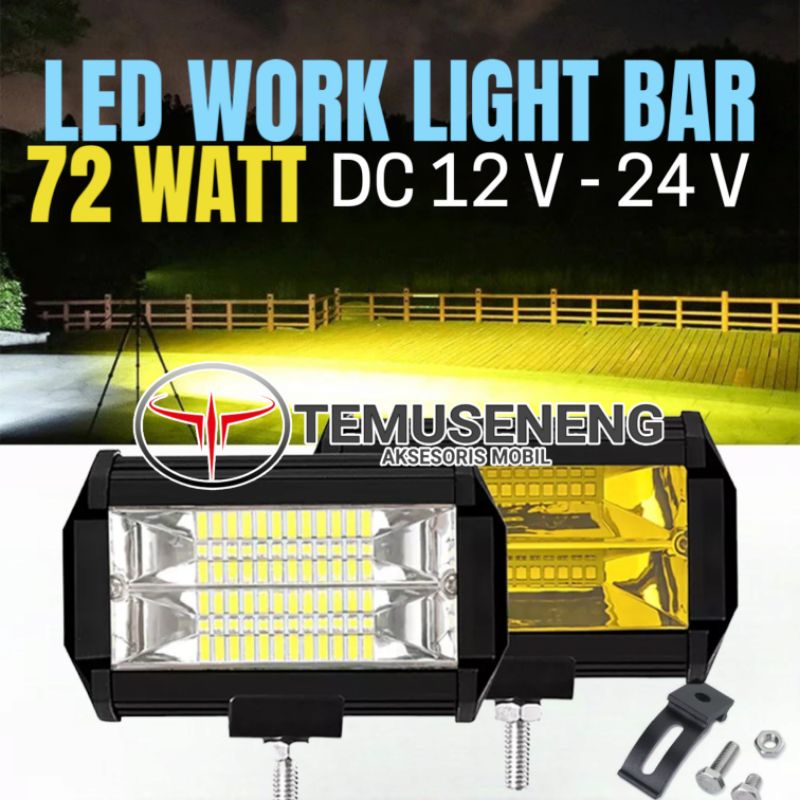 Lampu Sorot Mobil 12-24V 72 Watt Lampu Tembak Led Work Light Bar Cree