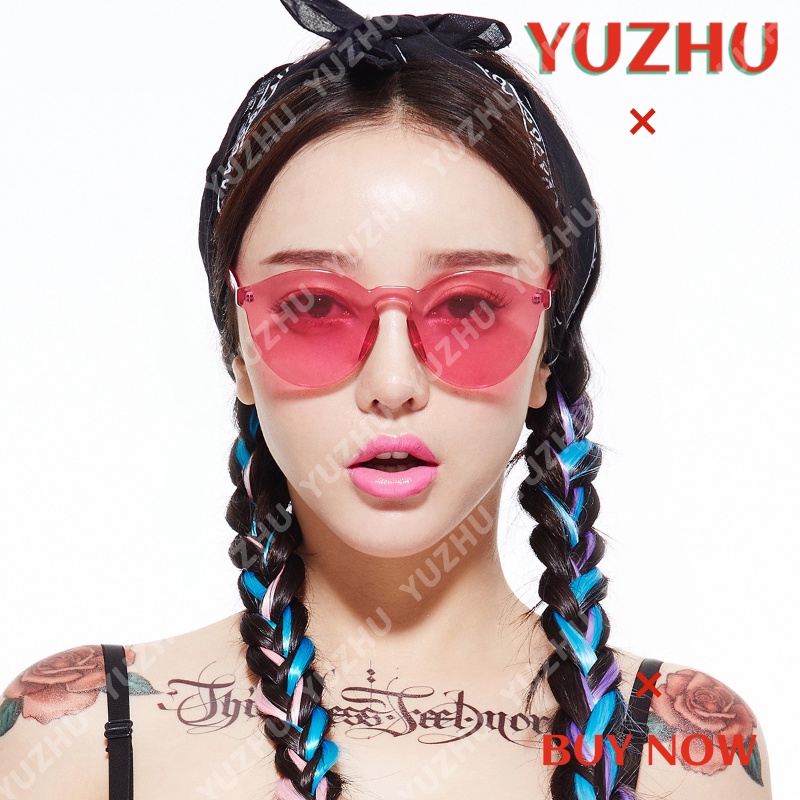 (YUZHU) Mode Baru One Piece Frameless Sunglasses Perlindungan UV Candy Color Sunglasses