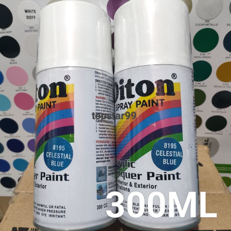 Pilok Pilox Cat Semprot Diton Calestial Blue 8195 Biru Langit Metalic Metalik 300cc Spray Paint