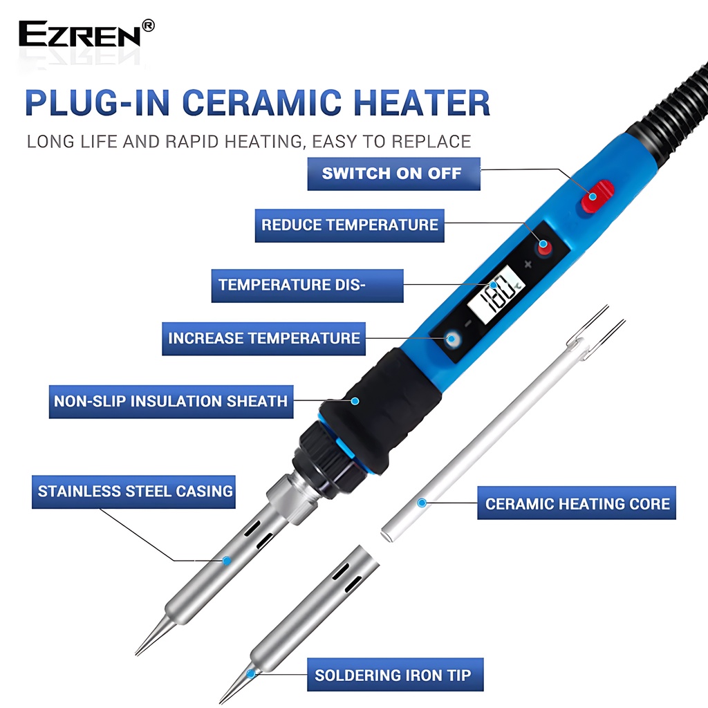 Ezren EZ-936D New 80w Soldering Iron Digital Adjustment Suhu ON/OFF