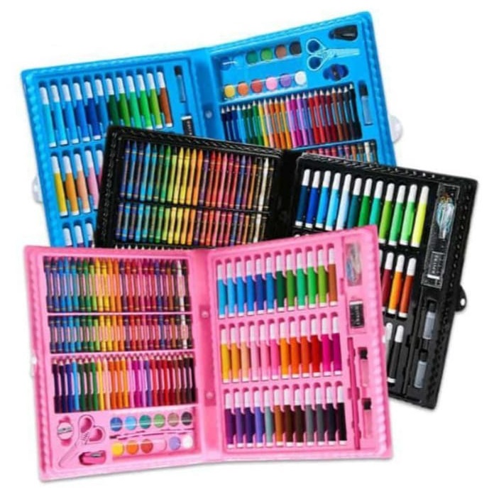 Crayon Art Set 208 Pcs /150 Pcs Lengkap Alat Mewarnai Alat Tulis Krayon Pensil-Crayon Set Alat Menggambar Stationery Melukis Anak-anak Spidol Crayon Cat Air Pensil Art Set 208 Pcs / 150pcs Paints Kids Children Painting Drawing Tools Set