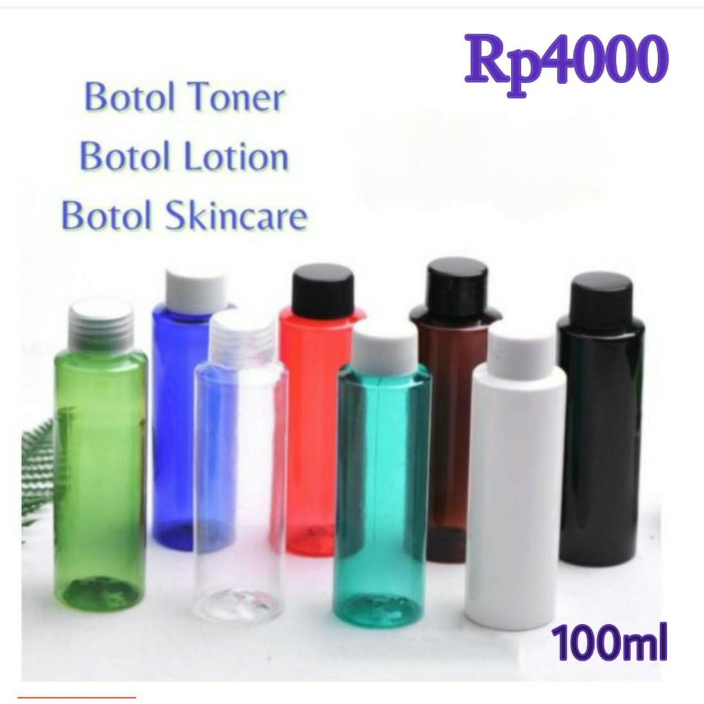 Botol Wadah Kosmetik Plastik PET 100 ml Warna Warni Botol Skincare Tempat Cleansing Toner Lotion  Bo
