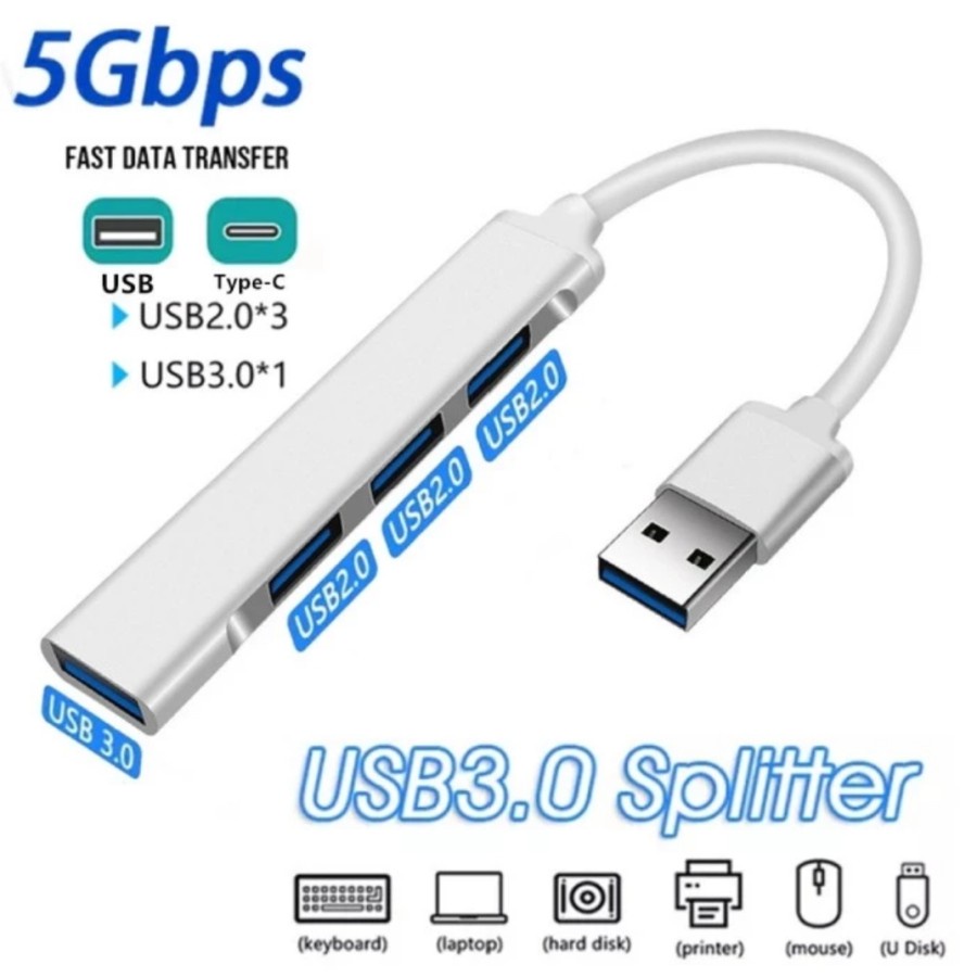 A-809 USB 3.0 HUB 4 PORT HIGH SPEED 4IN1 FOR LAPTOP PC