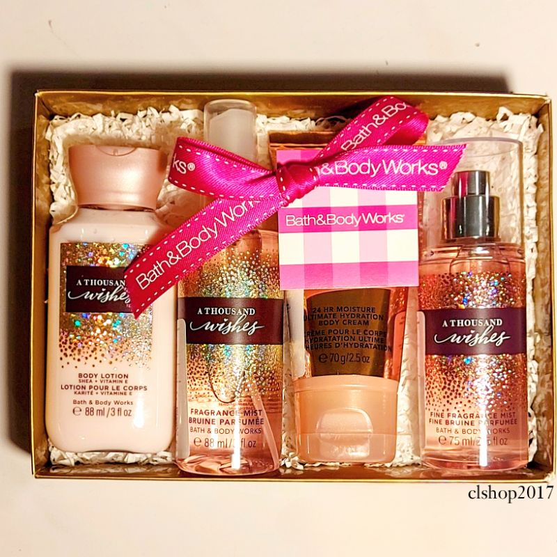 BBW A THOUSAND WISHES ATW BATH &amp; BODY WORKS TRAVELSIZE PAKET VALENTINE'S DAY