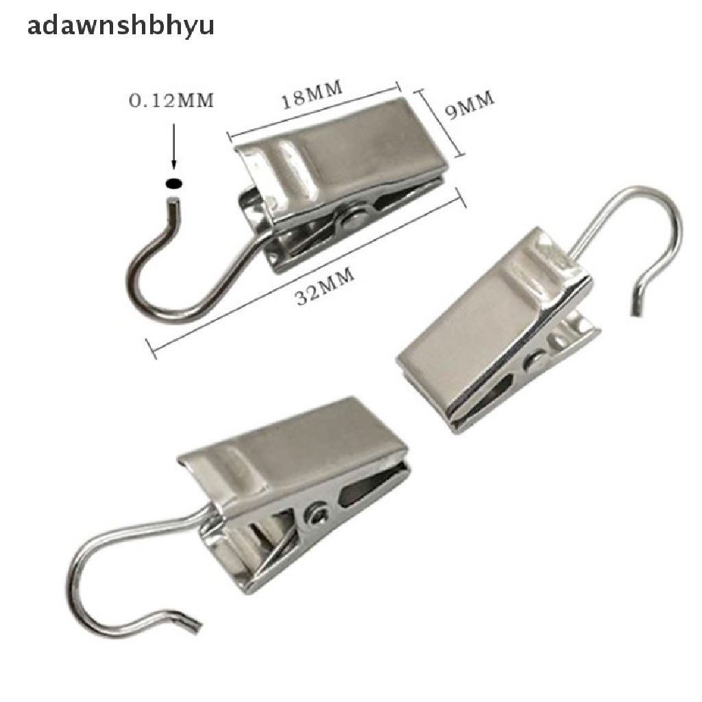 Adawnshbhyu 10pcs Klip Tirai Logam Kuat Kokoh Shower Hooks Aksesoris Tirai ID