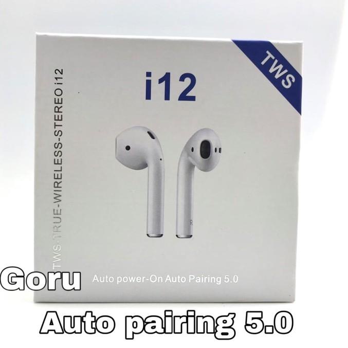WOW BANGET Earphone bluetooth i12 TWS Original earphone wireless for Iphone Samsung GRADE A TERBAIK 