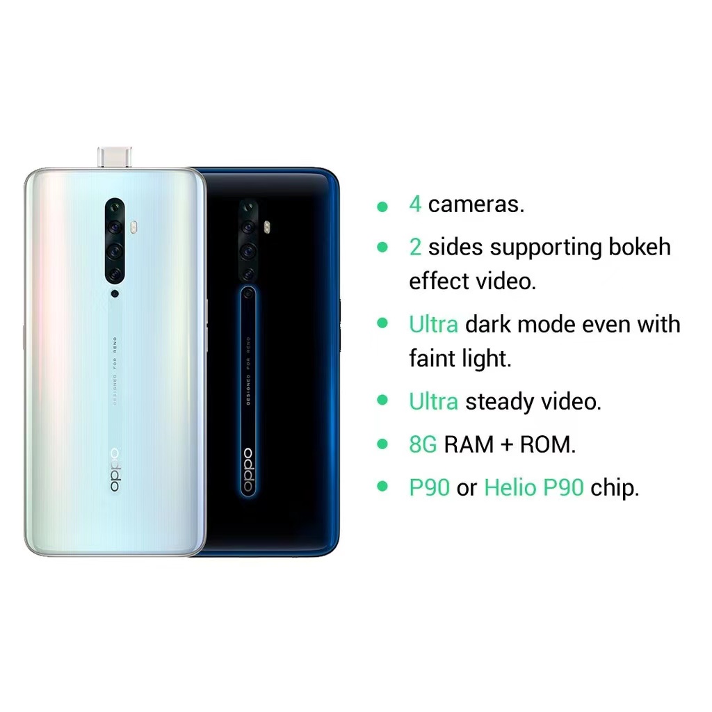 HP OPPO Reno2 Z RAM 8/256GB 16MP depan 48MP Kamera Belakang Layar 6.53 inci Baru Garansi 1 Tahun