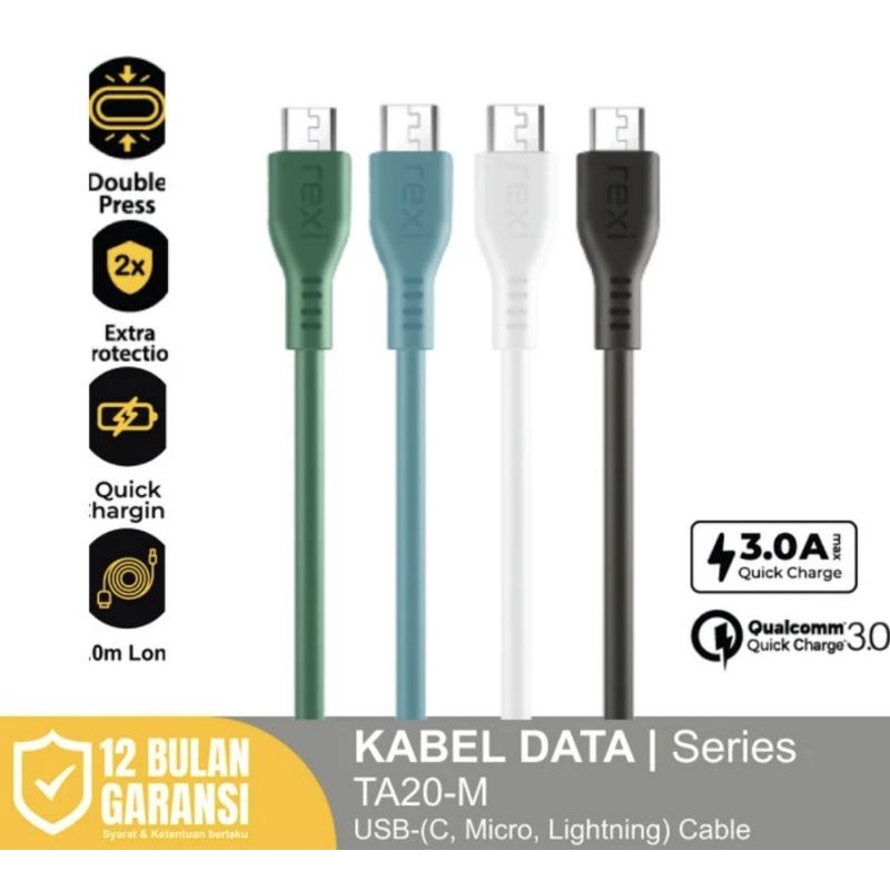 Rexi Kabel Data Fast Charging Micro USB, Type-C, Lightning