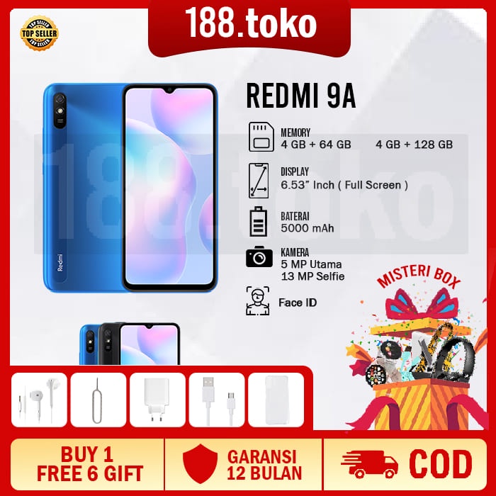 Hp Xiaomi Redmi 9A Ram 4/128GB Layar 6.53Inci Garansi 1 Tahun Murah