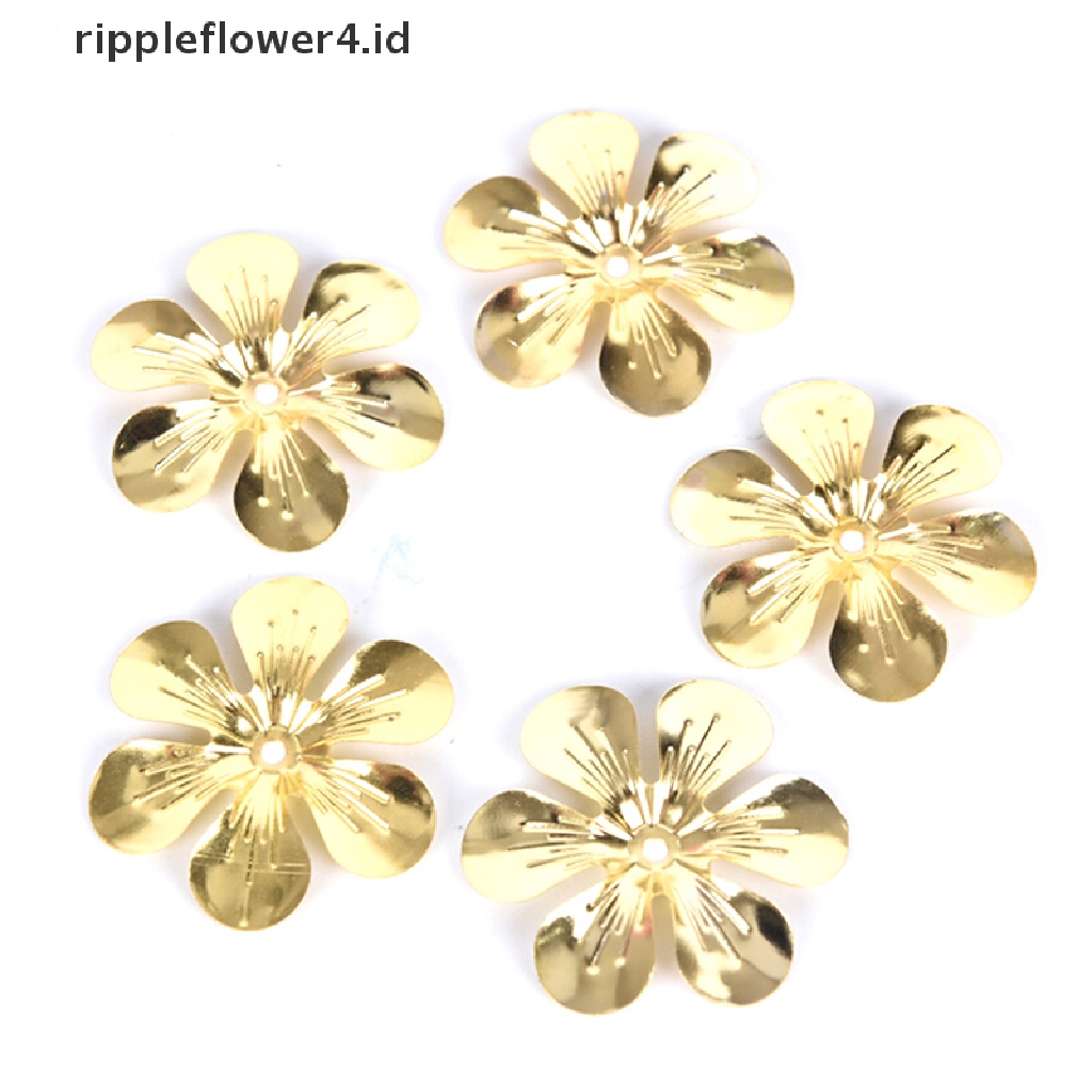 {rippleflower4.id} 50pcs/set Vintage Logam Bunga Kerawang Slice Ch Perhiasan Temuan Kerajinan DIY~