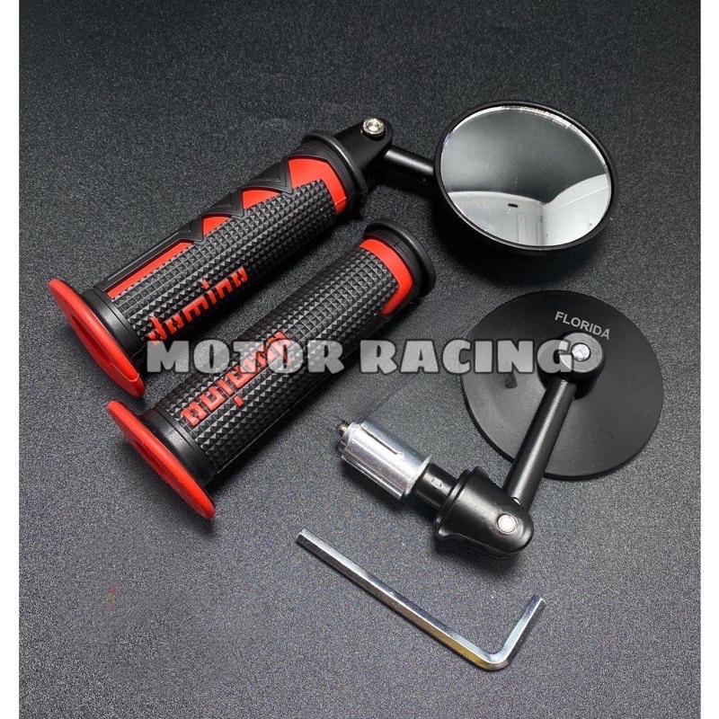 Paket Variasi Spion Jalu Cembung+Handgrip Domino Shark universal beat vario mio bisa buat semua moto