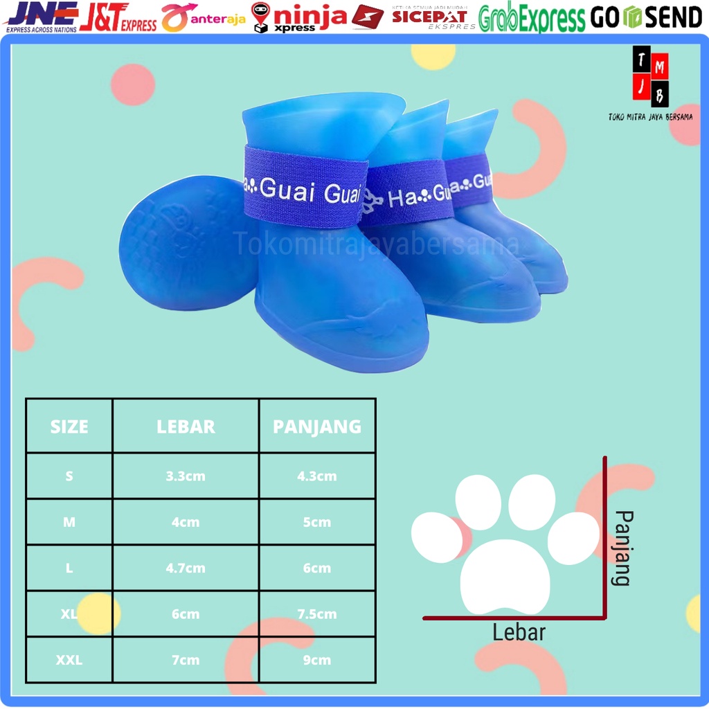 SEPATU HEWAN ANJING KUCING ANTI SLIP WATERPROOF BESAR KECIL KARET HIGH QUALITY ANTI AIR