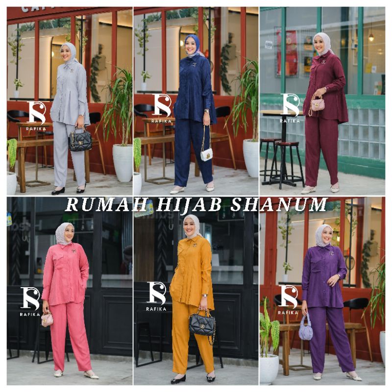MUTHIA SET BY RAFIKA STORES READY STOCK SETELAN ATASAN BAWAHAN TERBARU KEMEJA POLOS TUNIK WANITA BLO