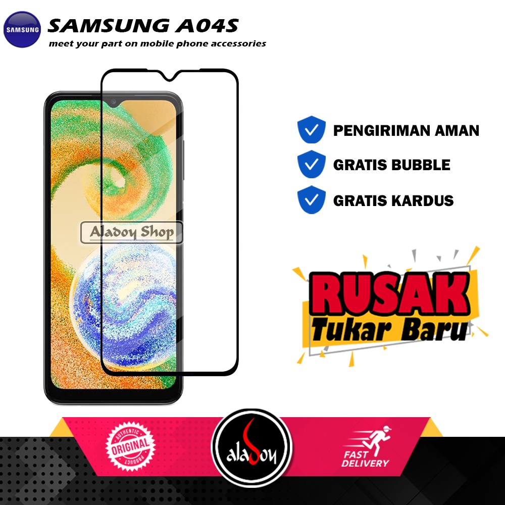 Case Samsung A04S Softcase Leather + Tempered Glass Layar Full Cover